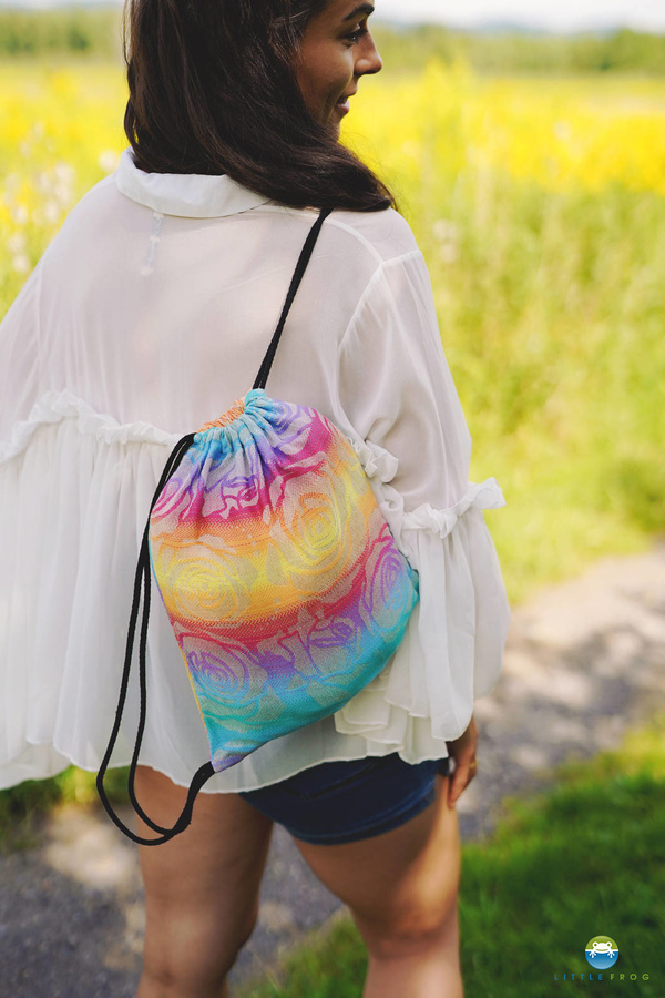 Drawstring Bag for wrap/sling - Linen Flower Bloom