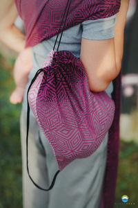 Drawstring Bag for wrap/sling - Tencel Peony Cube 