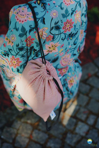 Drawstring Bag for wrap/sling -  Pink Linen Wildness