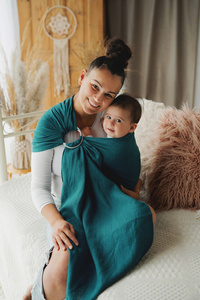 Ring sling Pure Linen Deep Aqua - size M (2 m)