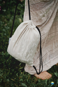 Drawstring Bag for wrap/sling -  Linen Summer Meadow