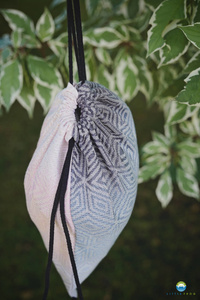 Drawstring Bag for wrap/sling - Linen Foggy Cube