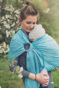 Ring sling Turquoise Herringbone - size S (1,7 m)