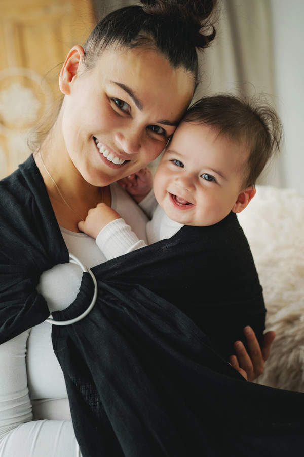 Ring sling Pure Linen Midnight Black - size M (2 m)