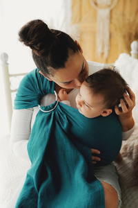 Ring sling Pure Linen Deep Aqua - size M (2 m) /2nd class