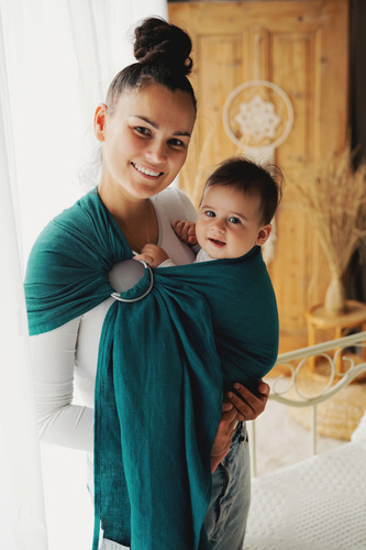 Bandolera de anillas Pure Linen Deep Aqua - talla S (1,7m)