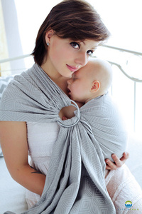 Little Frog jacquard ring sling - Grey Cube - size M (2,1 m)