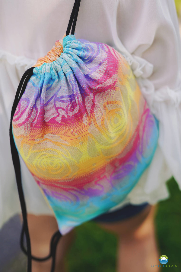 Drawstring Bag for wrap/sling - Linen Flower Bloom